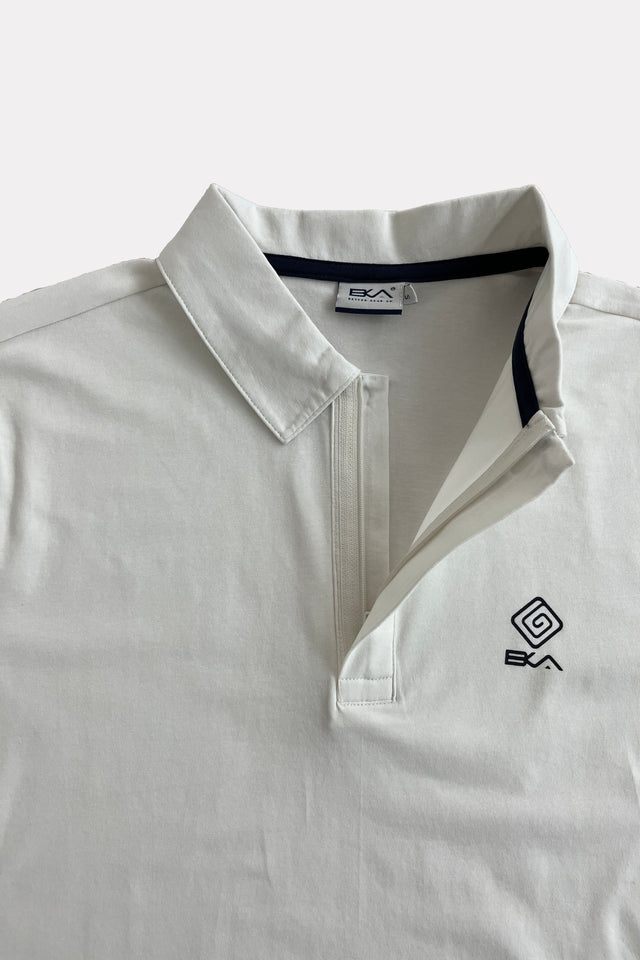 Zip Polo bianca BKA in Cotone Elasticizzato - dettaglio